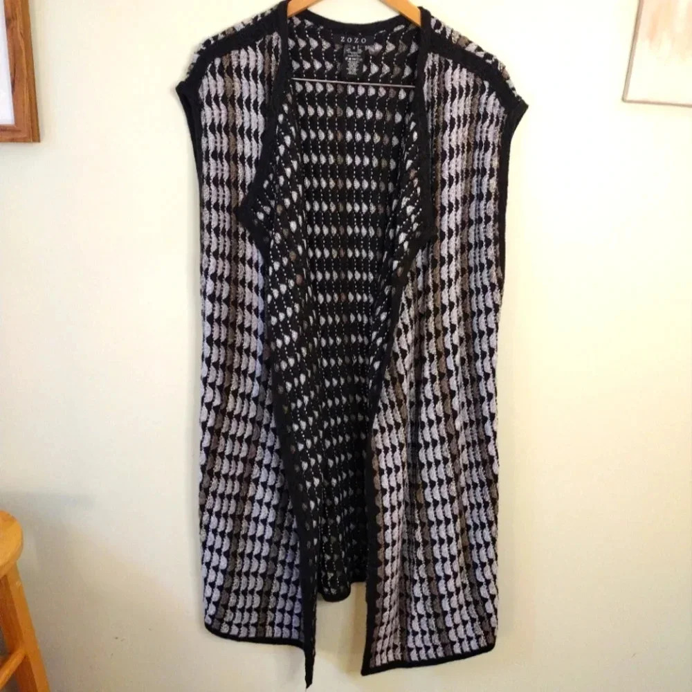 1X‎ ZOZO sleeveless cardigan sweater vest duster knit